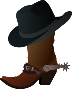 Cowboy hat and boot with spur