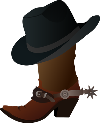 Cowboy hat and boot with spur